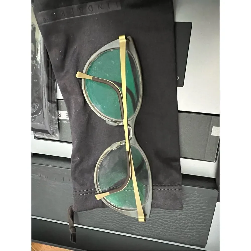 LINDBERG buffalo horn trae titanium cat eye style eyeglasses